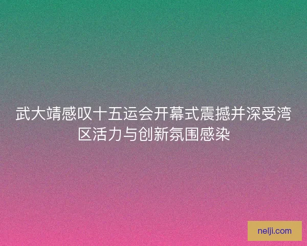 武大靖感叹十五运会开幕式震撼并深受湾区活力与创新氛围感染
